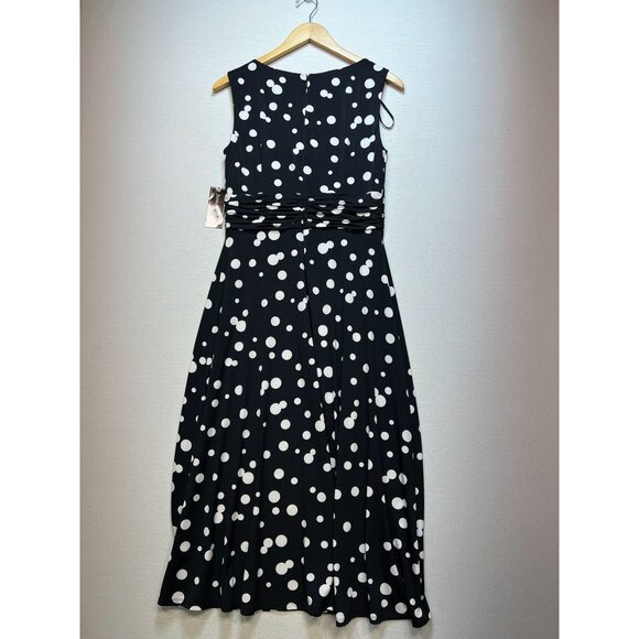 NWT Jessica Howard Womens A-line Midi Dress Size 8 Missy Black White Polka Dots - Picture 12 of 15
